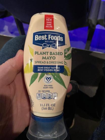 Best Foods plant based mayo. A bonus for attending an early show and grabbing one before they all disappeared. 